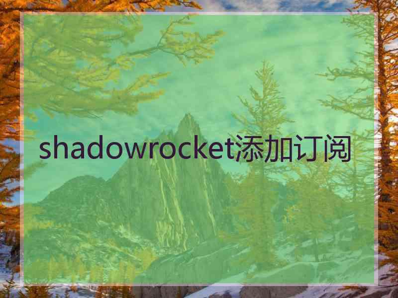 shadowrocket添加订阅