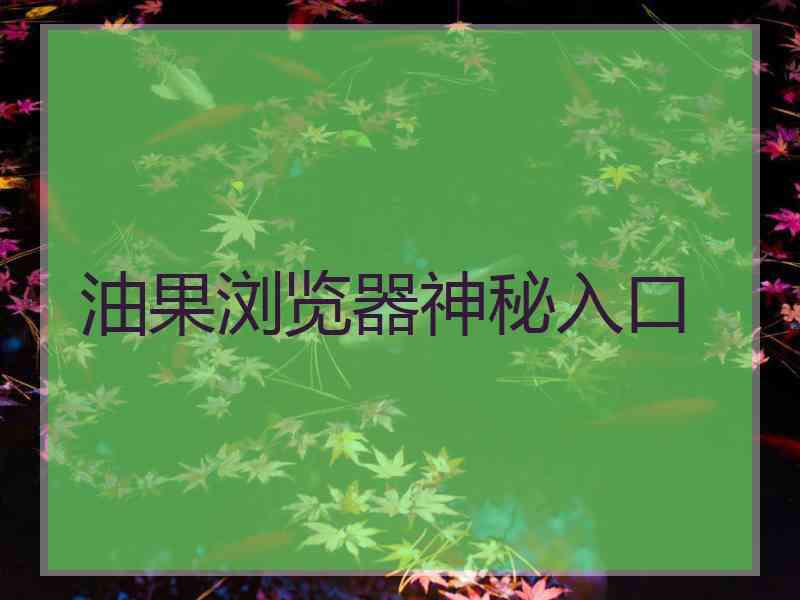 油果浏览器神秘入口