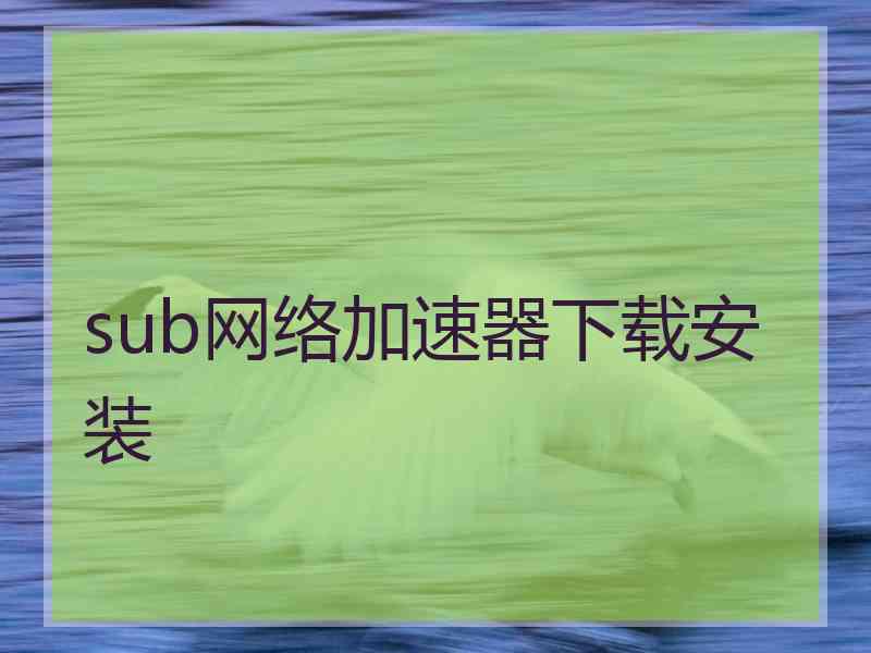 sub网络加速器下载安装